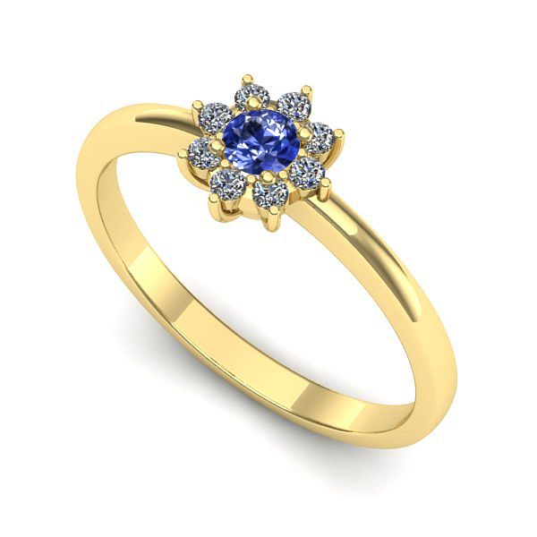 Inel logodna din aur galben cu tanzanit