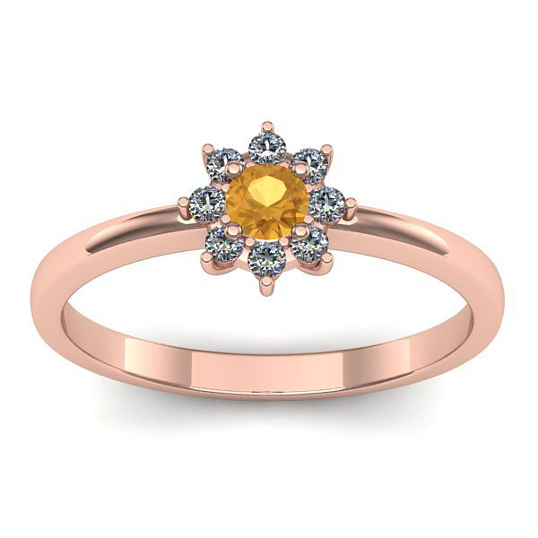 Inel logodna cu citrin rotund