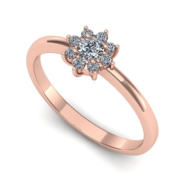 Inel de logodna din aur roz cu diamant