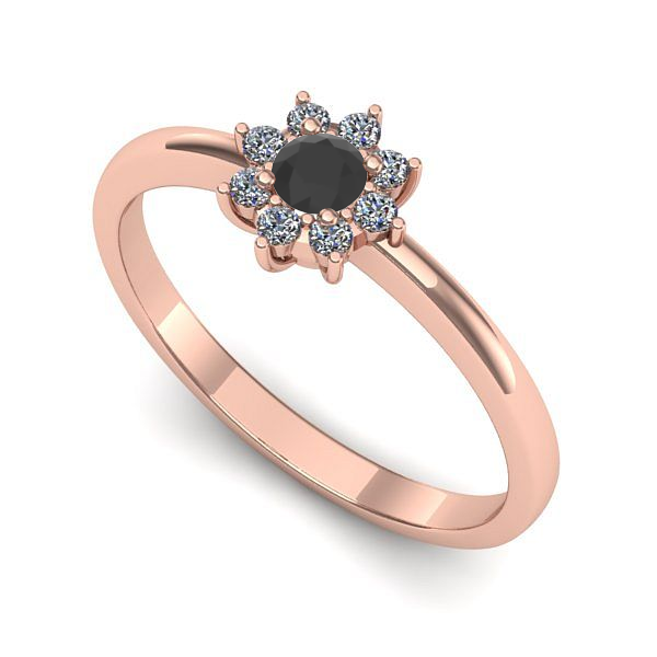 Inel din aur roz cu diamant negru