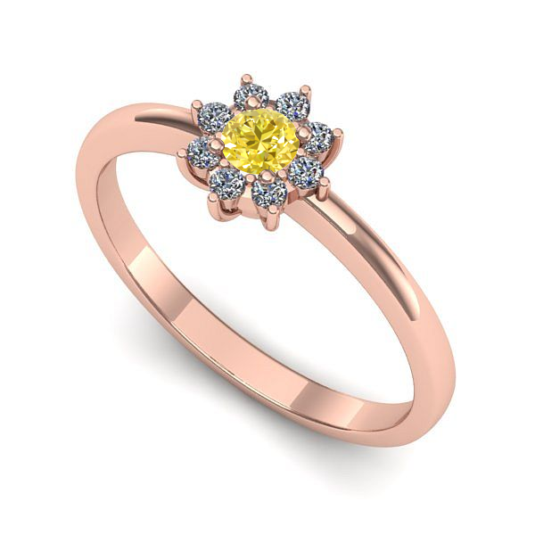 Inel logodna din aur roz cu safir galben