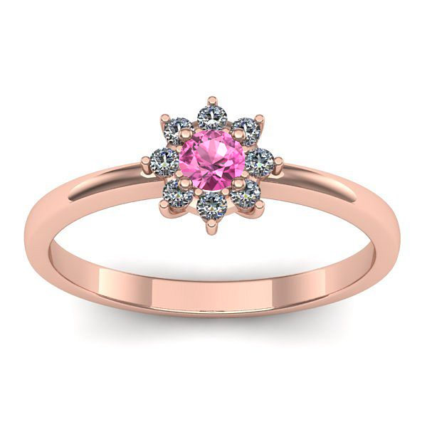 Inel de logodna cu safir roz rotund