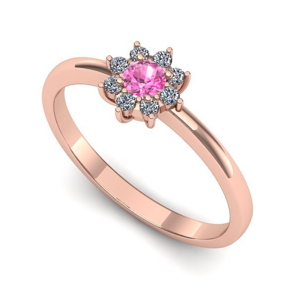 Inel din aur roz cu safir roz