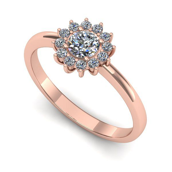 Inel de logodna din aur roz cu diamant