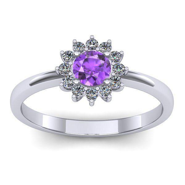 Inel logodna cu ametist rotund