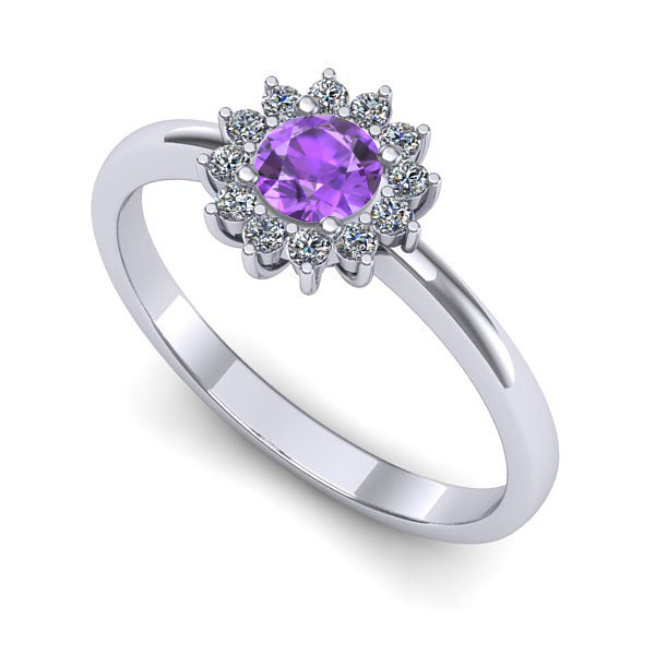 Inel din aur alb cu ametist