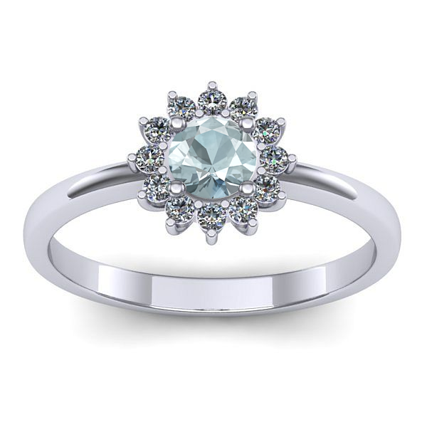 Inel logodna cu aquamarin rotund