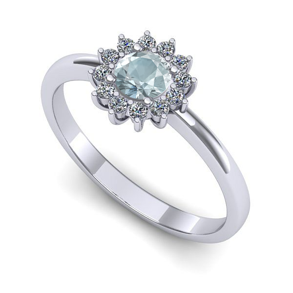 Inel din aur alb cu aquamarin