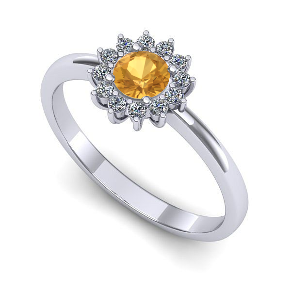 Inel logodna din aur alb cu citrin