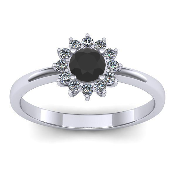 Inel de logodna cu diamant negru rotund