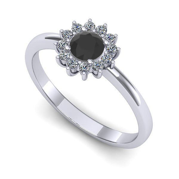 Inel din aur alb cu diamant negru