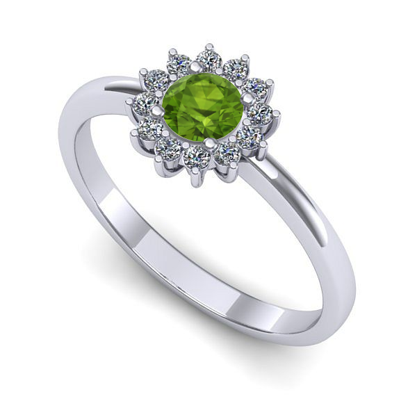 Inel logodna din aur alb cu peridot