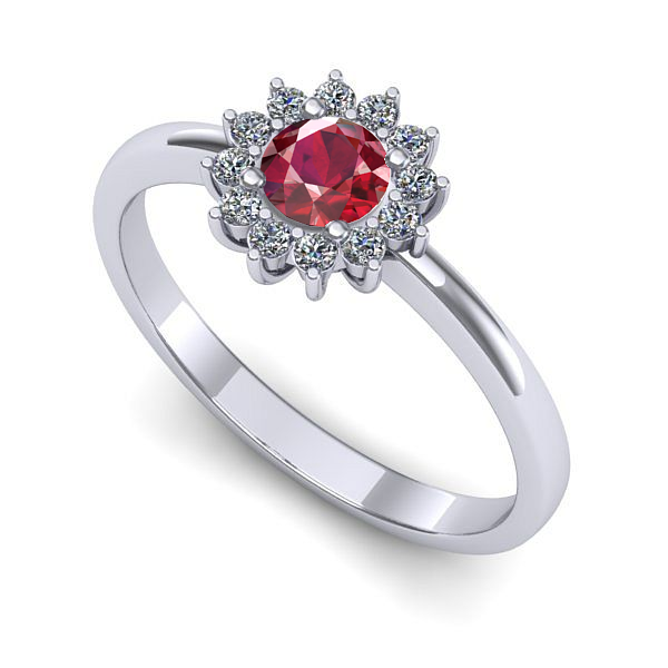 Inel din aur alb cu rubin