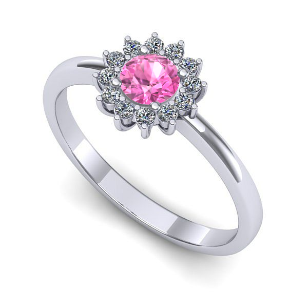 Inel din aur alb cu safir roz