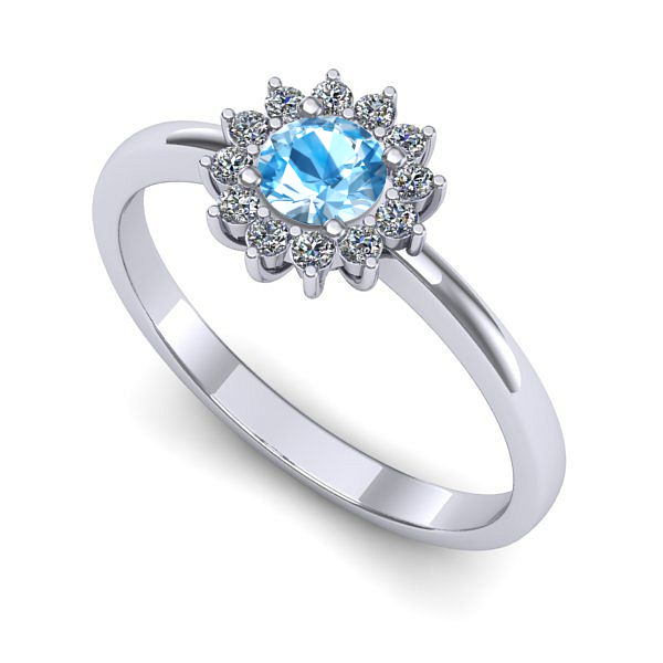 Inel din aur alb cu topaz blue