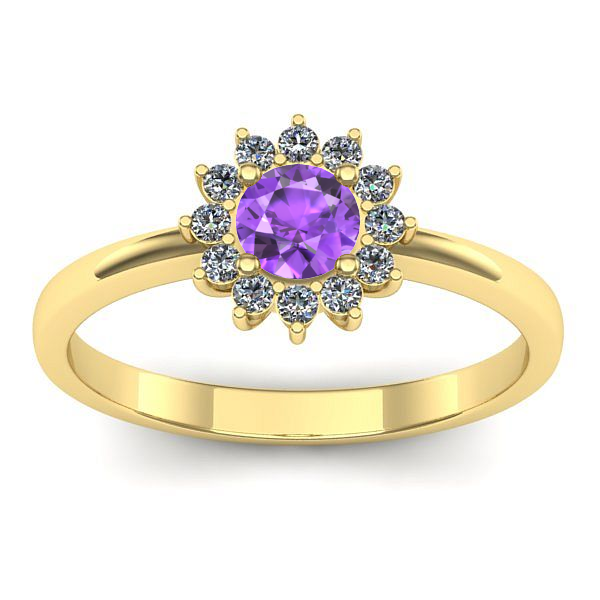 Inel logodna cu ametist rotund