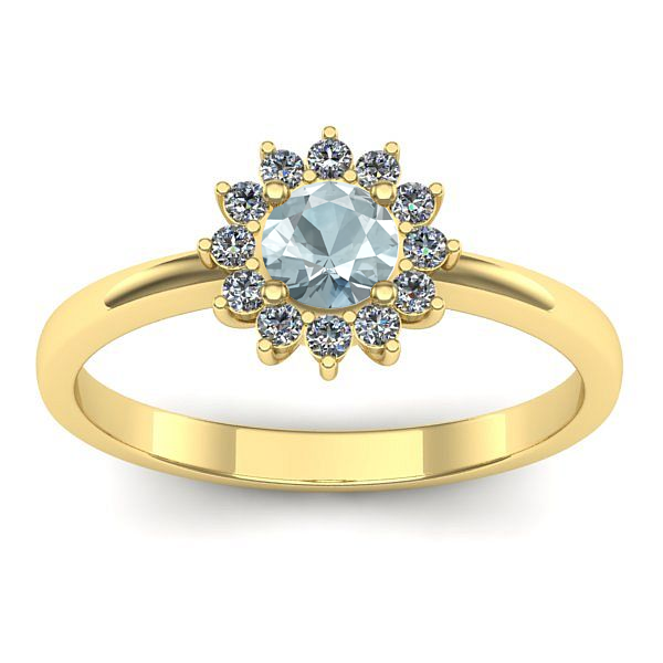 Inel logodna cu aquamarin rotund