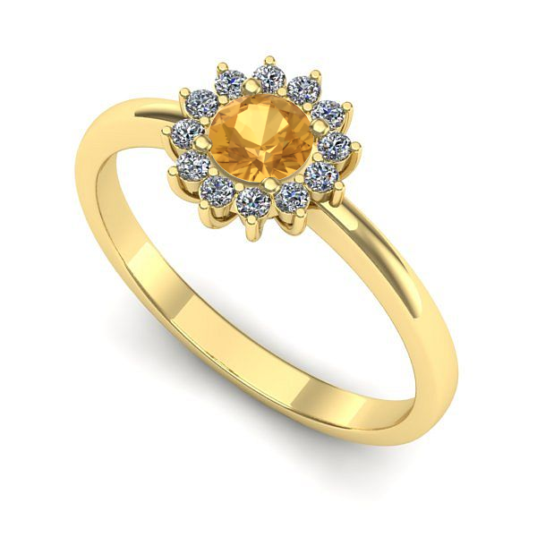 Inel din aur galben cu citrin