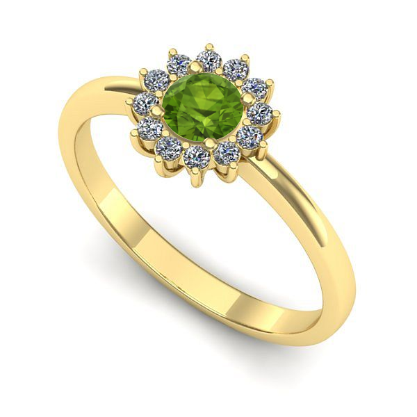 Inel logodna din aur galben cu peridot