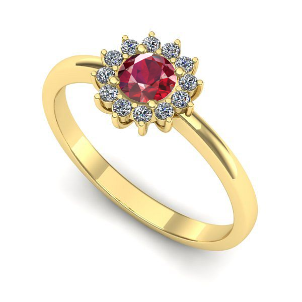 Inel de logodna din aur galben cu rubin