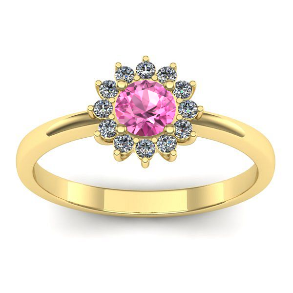 Inel cu safir roz rotund