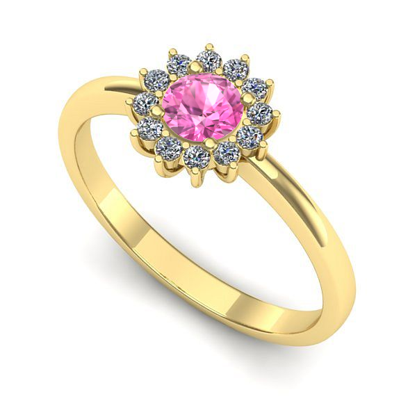 Inel din aur galben cu safir roz
