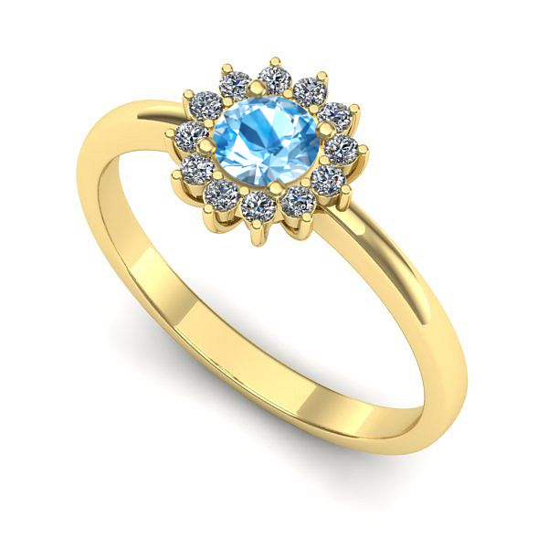 Inel logodna din aur galben cu topaz blue