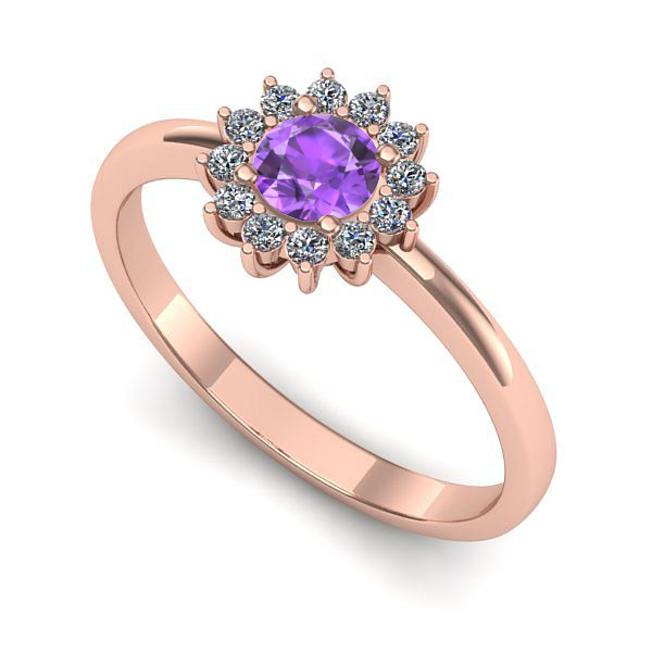 Inel din aur roz cu ametist