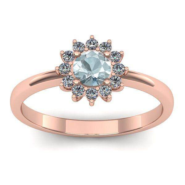 Inel de logodna cu aquamarin rotund