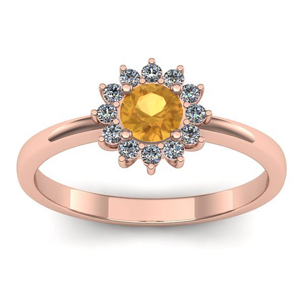 Inel cu citrin rotund