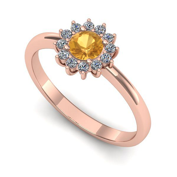 Inel de logodna din aur roz cu citrin