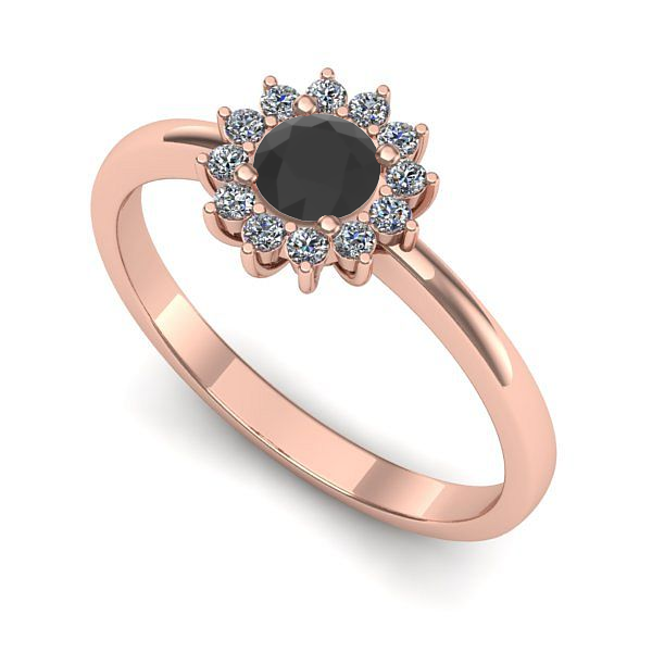 Inel de logodna din aur roz cu diamant negru