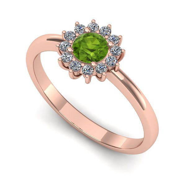 Inel din aur roz cu peridot