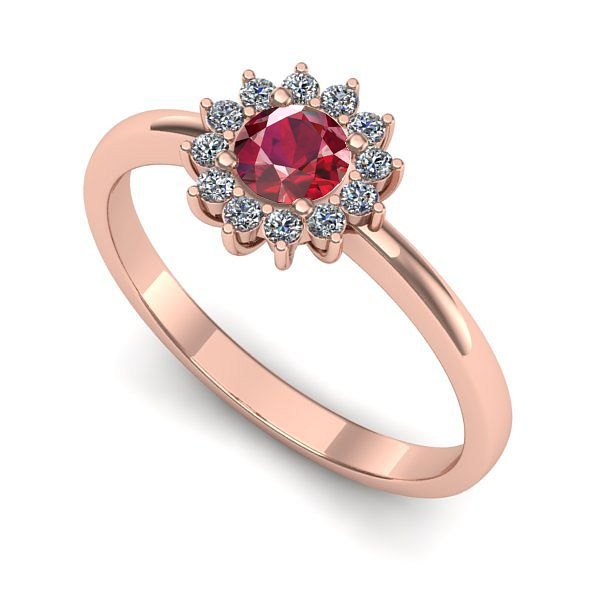 Inel de logodna din aur roz cu rubin
