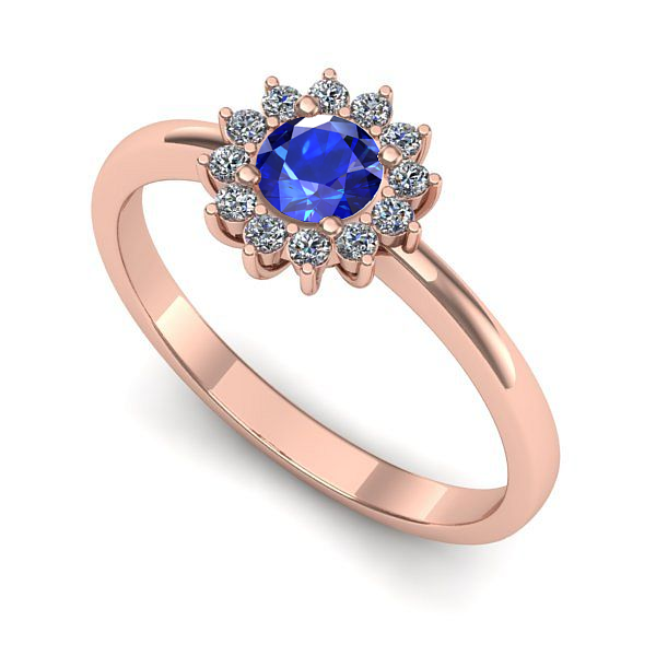 Inel logodna din aur roz cu safir