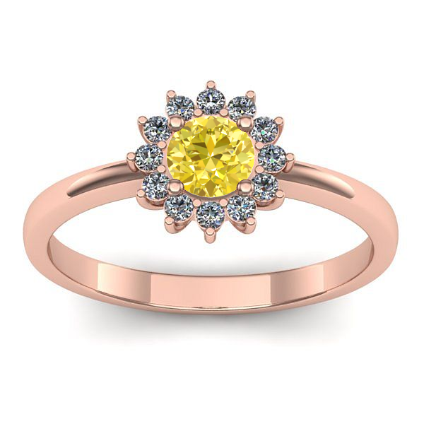 Inel logodna cu safir galben rotund