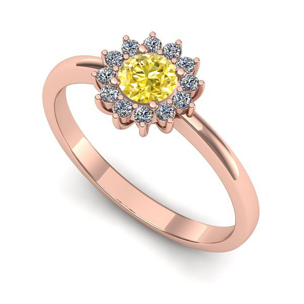 Inel logodna din aur roz cu safir galben