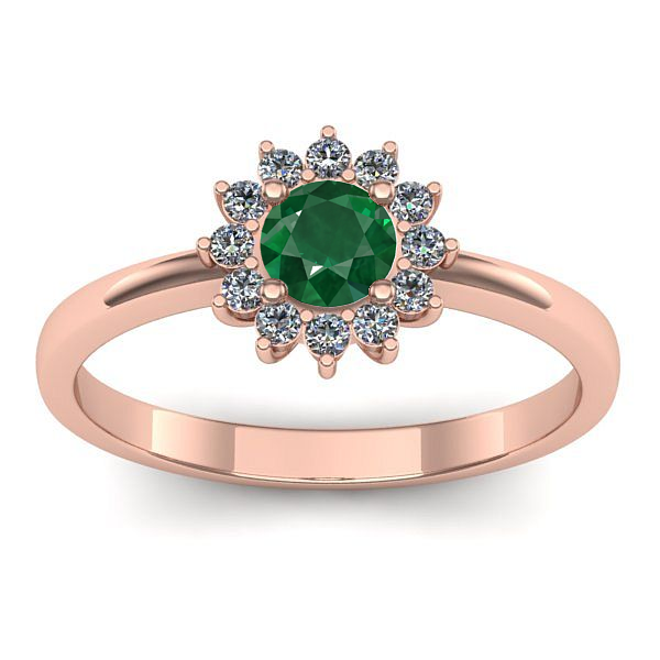 Inel de logodna cu smarald rotund