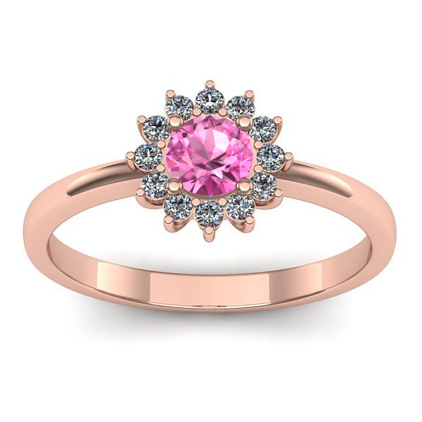 Inel logodna cu safir roz rotund