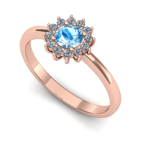 Inel logodna din aur roz cu topaz blue