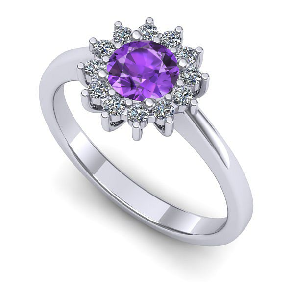 Inel logodna din aur alb cu ametist