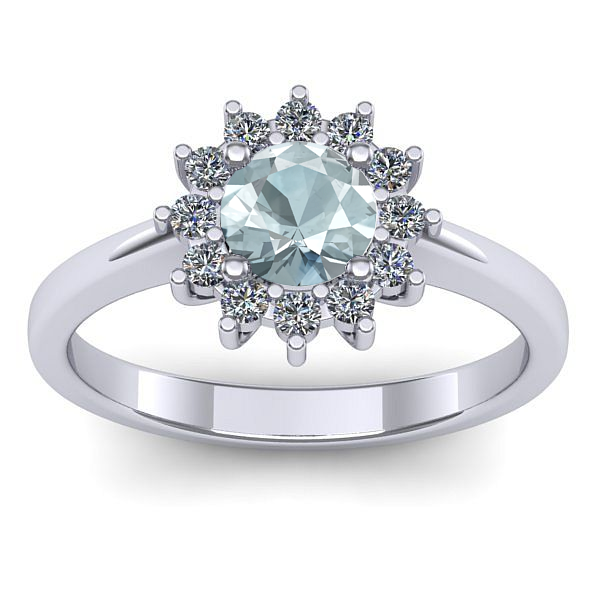 Inel logodna cu aquamarin rotund