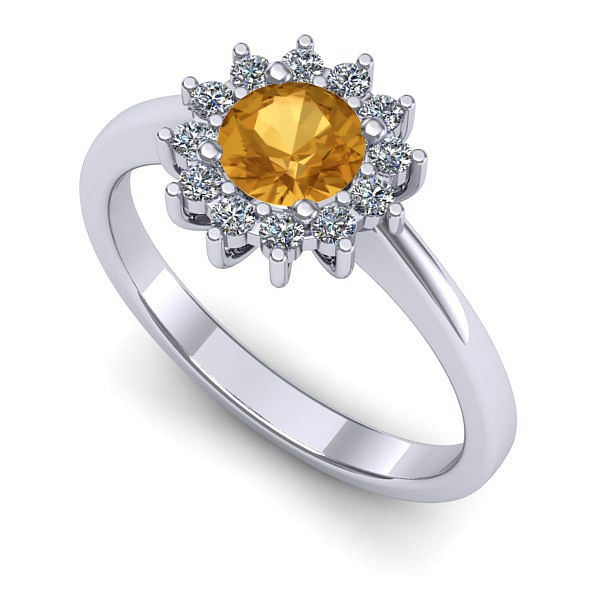 Inel de logodna din aur alb cu citrin