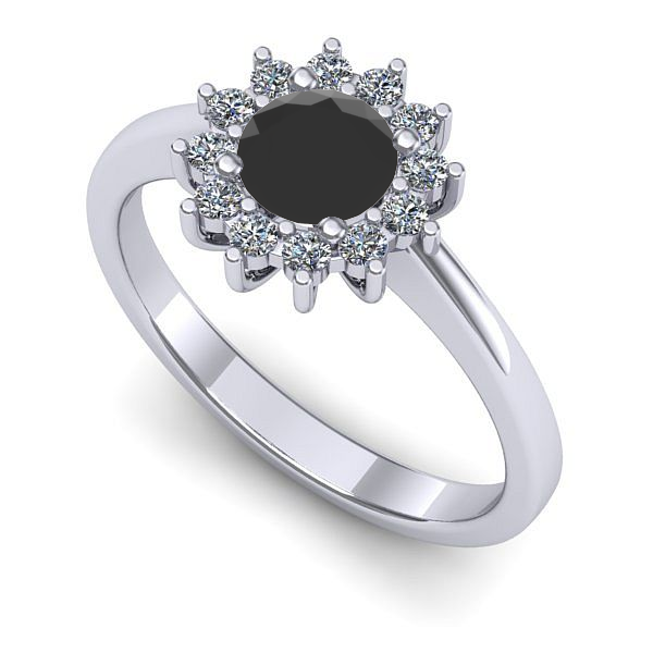 Inel logodna din aur alb cu diamant negru