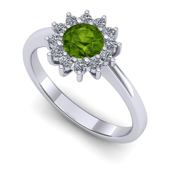 Inel logodna din aur alb cu peridot