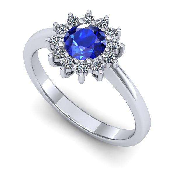 Inel de logodna din aur alb cu safir