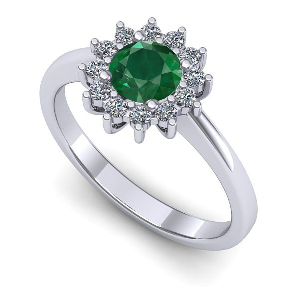 Inel de logodna din aur alb cu smarald