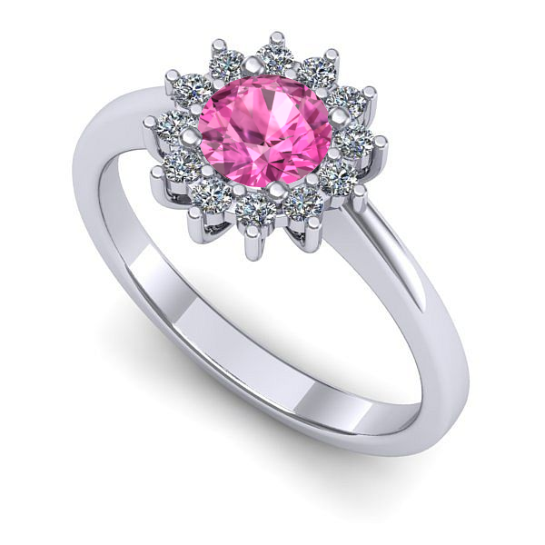 Inel din aur alb cu safir roz