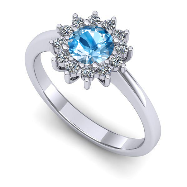 Inel de logodna din aur alb cu topaz blue