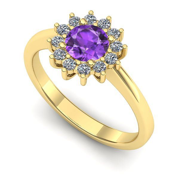 Inel din aur galben cu ametist